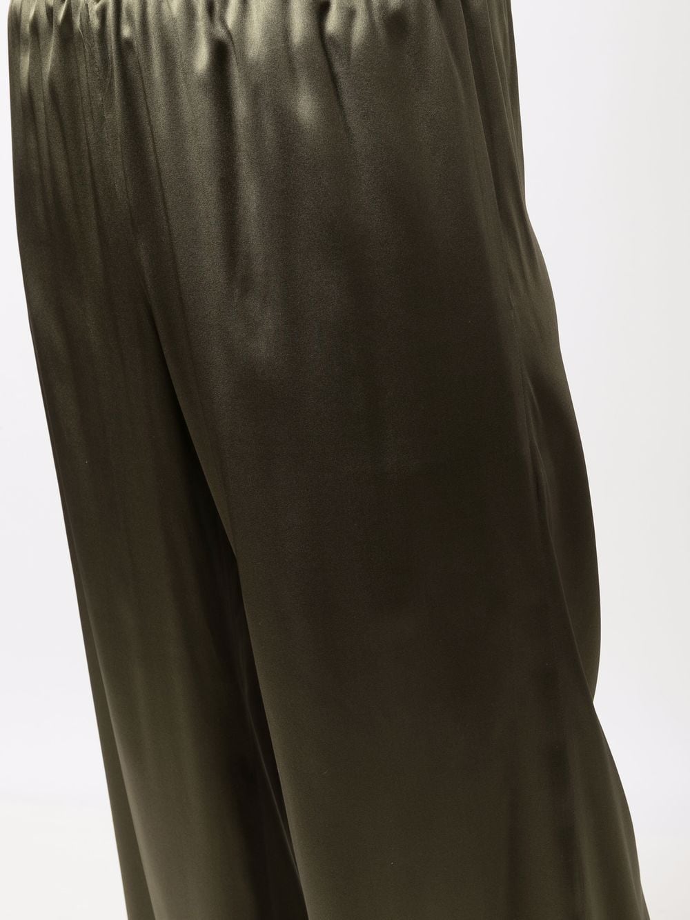 Pantaloni con finitura lucida elasticizzati in seta verde